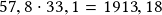 57,8 \cdot 33,1 =1913,18 