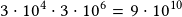 3\cdot10^4\cdot3\cdot10^6=9\cdot10^{10}